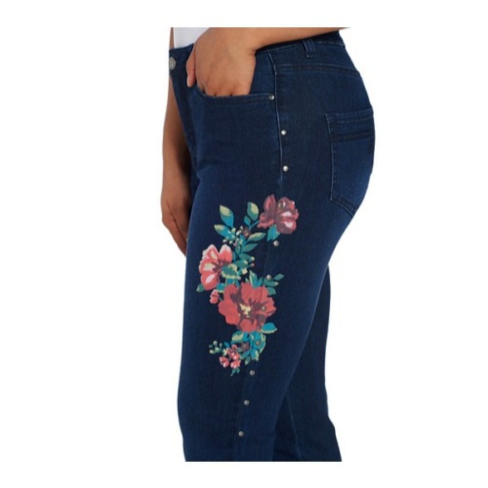 Women With Control floral straight leg jeans 12P